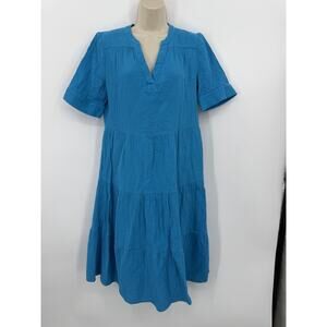 Chico's Tiered Roll Gauze Midi Dress in Short Waterloo Blue Size 0 Or Small